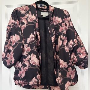 H&M Sheer Floral Top in Pink and Black